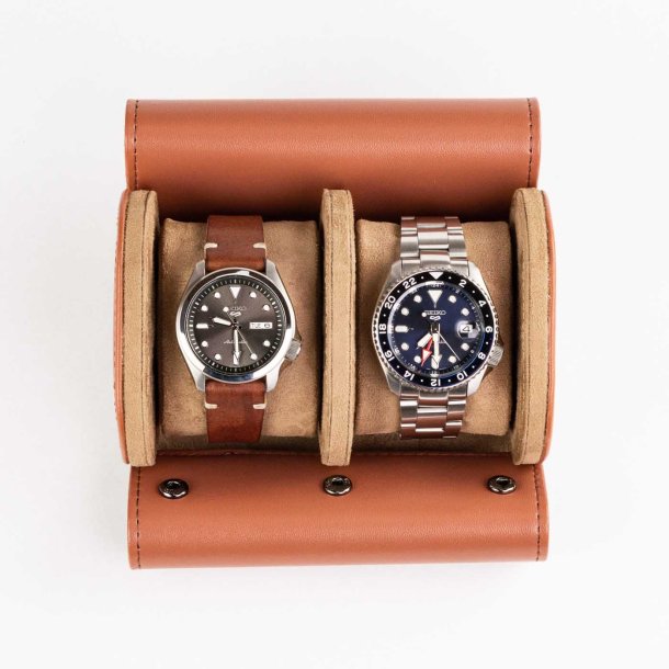  Watch Roll til to ure - Cognacfarvet