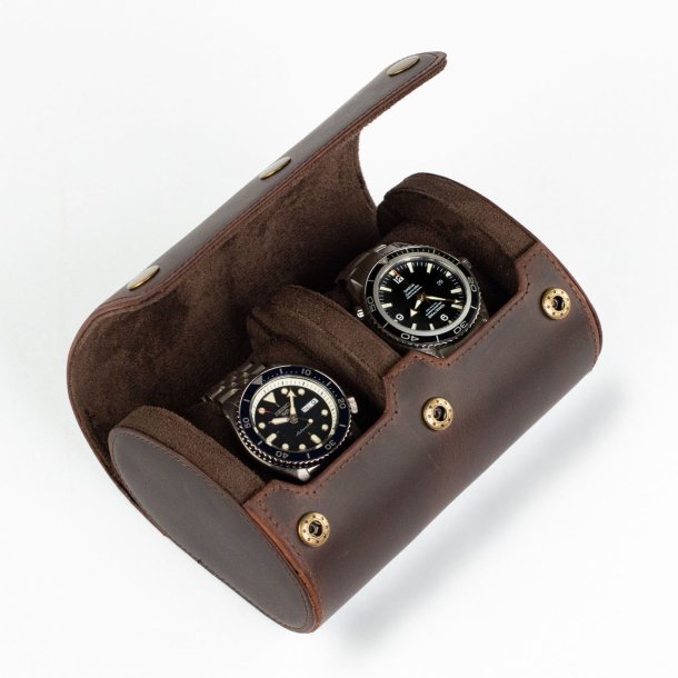 Watch Roll til to ure i crazy horse-l�der - M�rkebrun