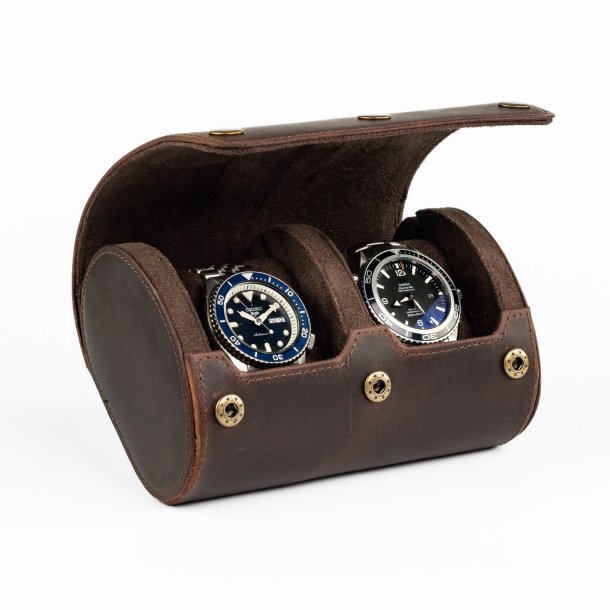 Watch Roll til to ure i crazy horse-l�der - M�rkebrun