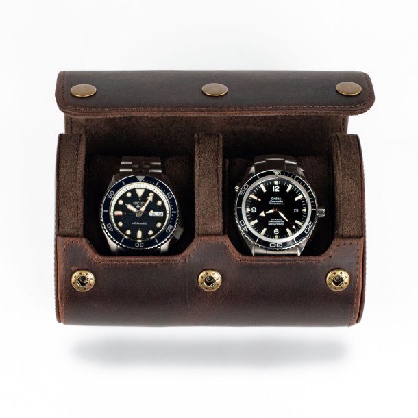 Watch Roll til to ure i crazy horse-l�der - M�rkebrun