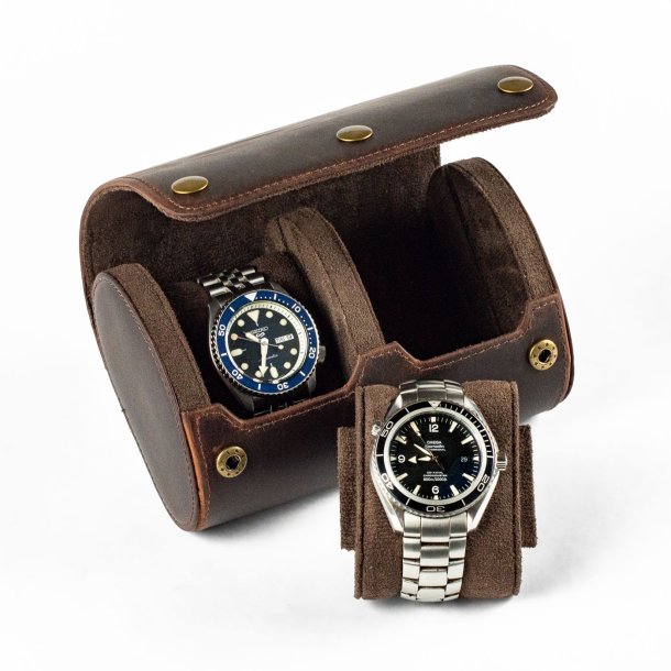 Watch Roll til to ure i crazy horse-l�der - M�rkebrun