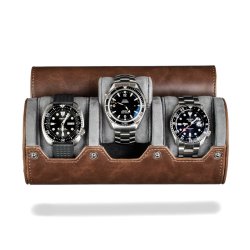 Premium Watch Roll til tre ure - Brun